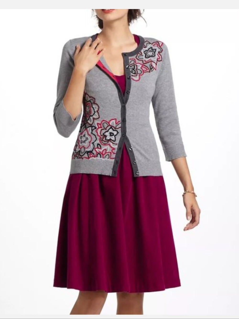 Anthropologie Tabitha Gray Floral Cardigan